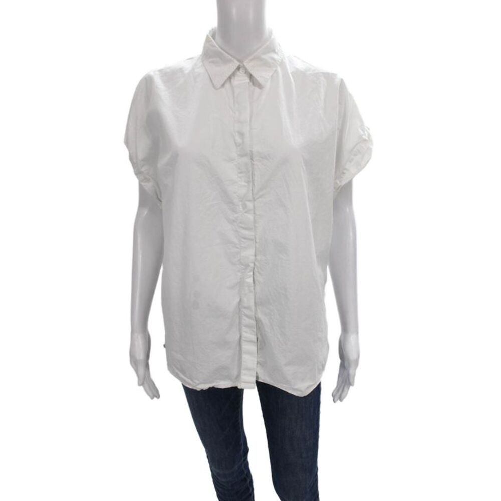 Matteau Women Collared Sleeveless Button-Up White Organic Cotton Basic Size 4